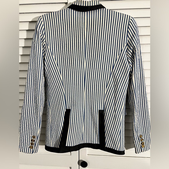 Smythe Blue Seersucker Striped
Taped Peak Lapel Blazer 4 - Picture 7 of 11